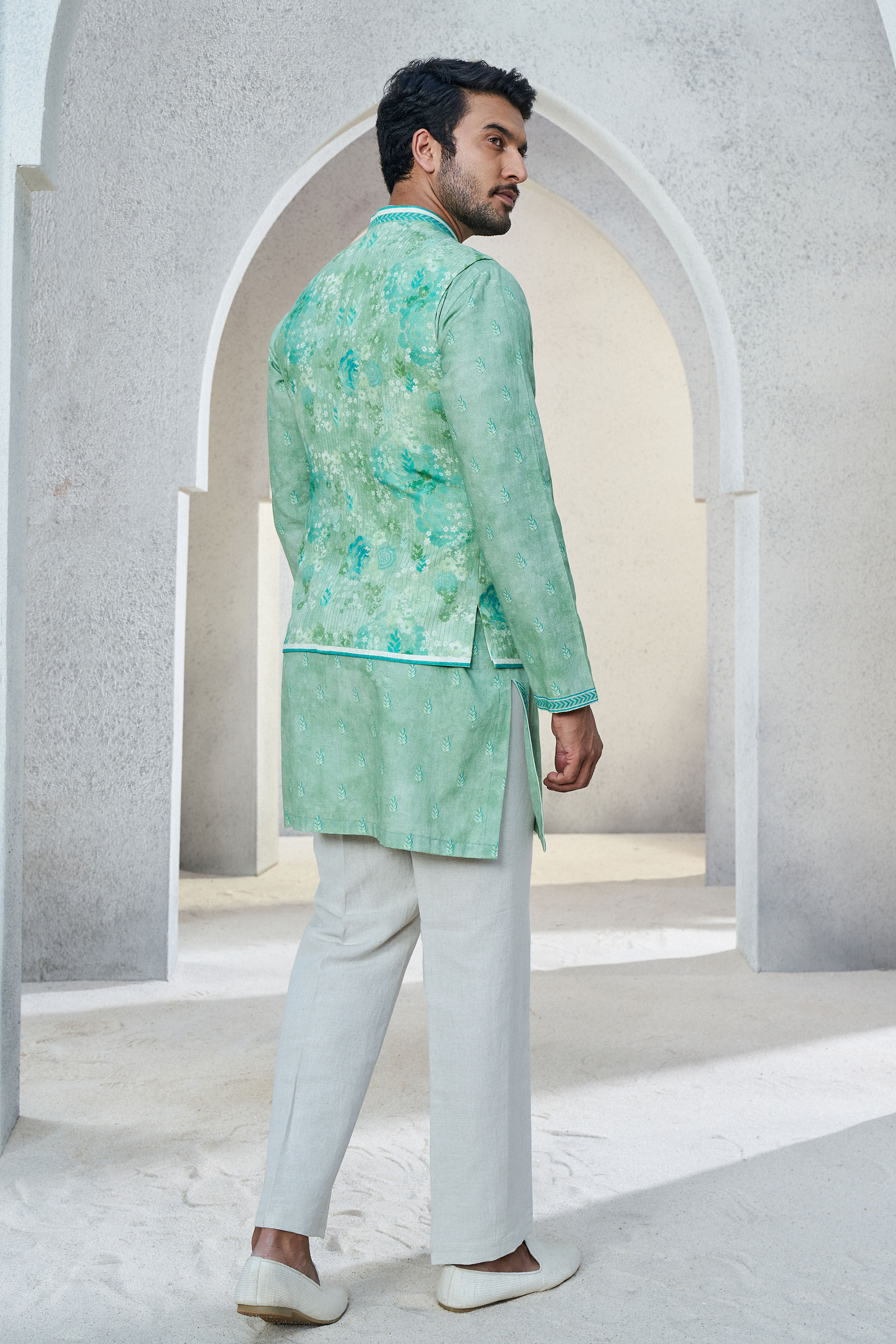 Anay Nehru Jacket - Sage Green, Sage Green, image 3